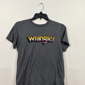 Wrangler Charcoal Tee with Colorful Logo